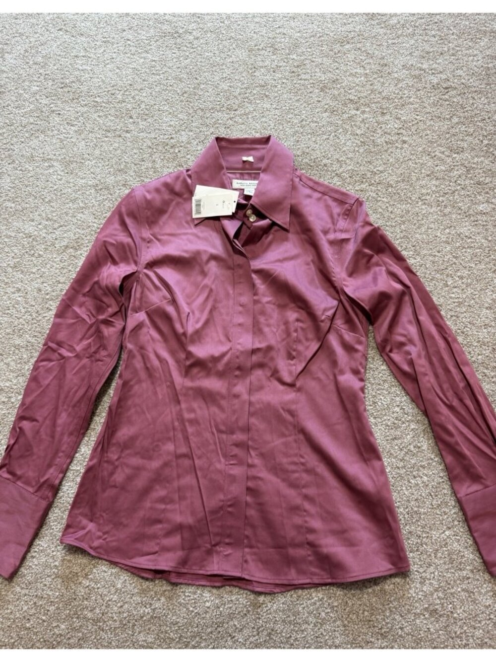 Banana Republic Dusty Rose Pink Non Iron Fitted Stretch Button Down Shirt Size 4